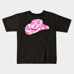 Pink Cow Print Cowboy Hat Kids T-Shirt